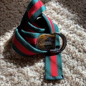 Gucci signature red and green cloth belt